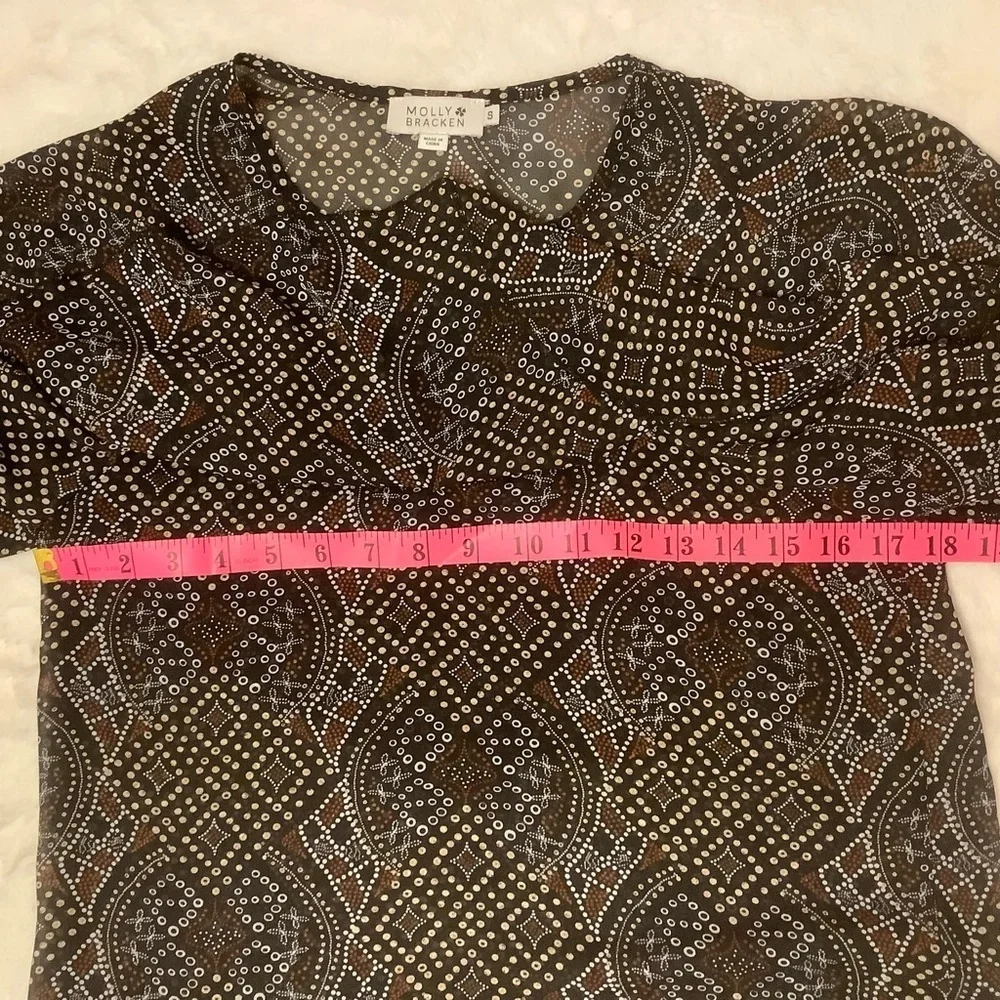 MOLLY BRACKEN WOMENS PAISLEY PRINT RUFFLE BLOUSE/ Size Small - Picture 6 of 8